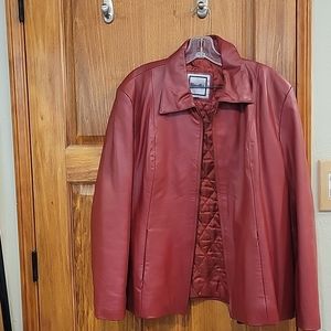 Red Leather Jacket Coat size 1X
